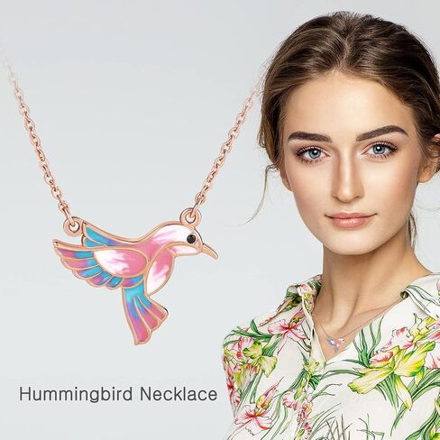 JIANGYUE Hummingbird Pendant Necklace Bird Jewelry for Women Girls Christmas Gift for Her in Saudi Arabia