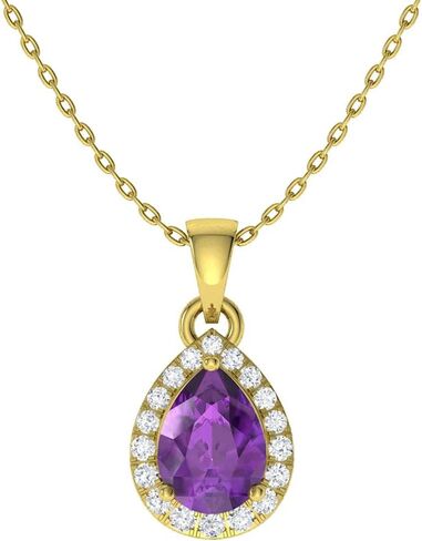 قلادة Diamondere الطبيعية والمعتمدة من الأحجار الكريمة والكمثرى وقلادة الماس الصغيرة من الذهب الخالص عيار 14 قيراط | قلادة 0.33 قيراط مع سلسلة 18 بوصة in Saudi Arabia