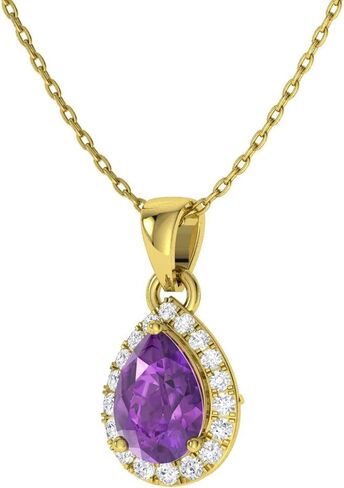 قلادة Diamondere الطبيعية والمعتمدة من الأحجار الكريمة والكمثرى وقلادة الماس الصغيرة من الذهب الخالص عيار 14 قيراط | قلادة 0.33 قيراط مع سلسلة 18 بوصة in Saudi Arabia