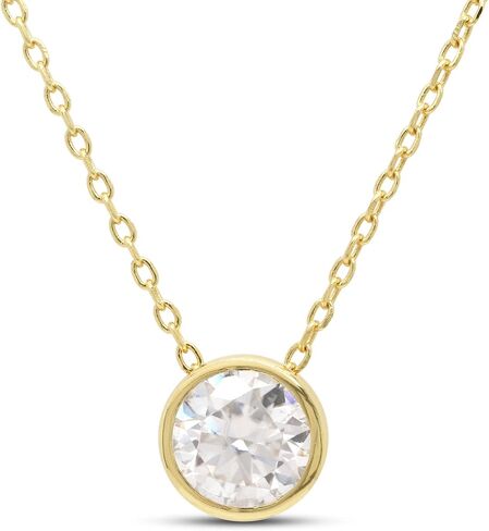 SAVEARTH DIAMONDS 1.00 ct 6.5MM Round Lab Created Moissanite Diamond Bezel Set Solitaire Pendant Necklace In 14k Gold Over Sterling Silver 18" Chain (VVS1 Clarity), Mother's Day Gift For Her in Saudi Arabia