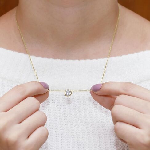 SAVEARTH DIAMONDS 1.00 ct 6.5MM Round Lab Created Moissanite Diamond Bezel Set Solitaire Pendant Necklace In 14k Gold Over Sterling Silver 18" Chain (VVS1 Clarity), Mother's Day Gift For Her in Saudi Arabia