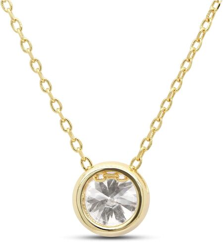 SAVEARTH DIAMONDS 1.00 ct 6.5MM Round Lab Created Moissanite Diamond Bezel Set Solitaire Pendant Necklace In 14k Gold Over Sterling Silver 18" Chain (VVS1 Clarity), Mother's Day Gift For Her in Saudi Arabia
