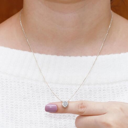 SAVEARTH DIAMONDS 1.00 قيراط 6.5 مم معمل دائري مكون من إطار ألماس مويسانيتي مجموعة قلادة سوليتير من الذهب عيار 14 قيراط على سلسلة من الفضة الإسترلينية 18 بوصة (وضوح VVS1)، هدية عيد الأم لها in Saudi Arabia