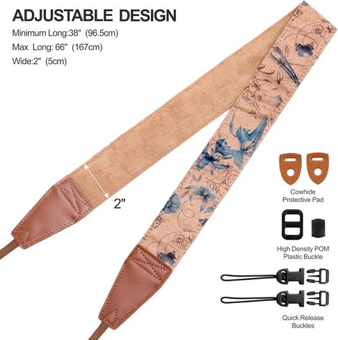 Padwa Lifestyle Corduroy Camera Strap - 2" Double Layer Full Grain Cowhide Leather Head Camera Straps for Photographers,Unique Soft Corduroy Fabric with Quick Release fits all Cameras - Fresh Green in Saudi Arabia