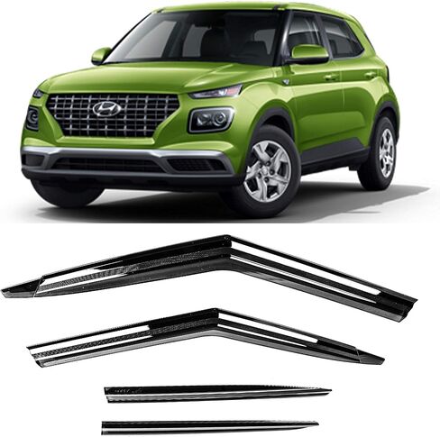 واقي المطر JSP لسيارة Hyundai Santa Fe 2019-2023، شريط عاكس للنافذة الجانبية خارج القناة، أكريليك دخاني داكن، شريط لاصق مثبت على الرياح/الشمس/المطر، مجموعة من 4 قطع in Saudi Arabia