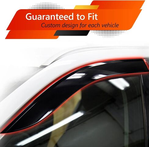 واقي المطر JSP لسيارة Hyundai Santa Fe 2019-2023، شريط عاكس للنافذة الجانبية خارج القناة، أكريليك دخاني داكن، شريط لاصق مثبت على الرياح/الشمس/المطر، مجموعة من 4 قطع in Saudi Arabia