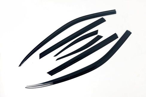 AUTOCLOVER Tape-On Rain Guards Window Visors 6 Pcs Set for Kia Sorento 2016 2017 2018 2019 2020 / Window Deflectors, Out-Channel Vent Shades (Chrome Line Black) in Kuwait