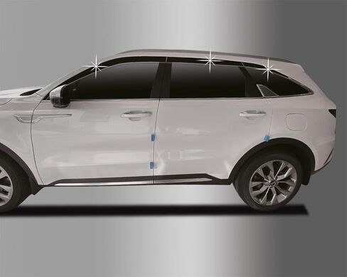 AUTOCLOVER Tape-On Rain Guards Window Visors 6 Pcs Set for Kia Sorento 2016 2017 2018 2019 2020 / Window Deflectors, Out-Channel Vent Shades (Chrome Line Black) in Kuwait