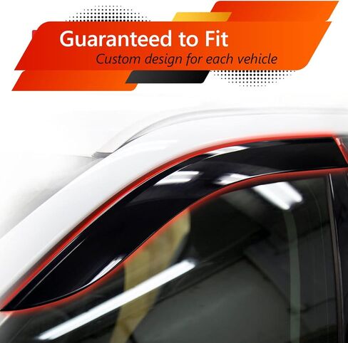 واقي المطر JSP لسيارة Hyundai Santa Fe 2019-2023، شريط عاكس للنافذة الجانبية خارج القناة، أكريليك دخاني داكن، شريط لاصق مثبت على الرياح/الشمس/المطر، مجموعة من 4 قطع in Kuwait