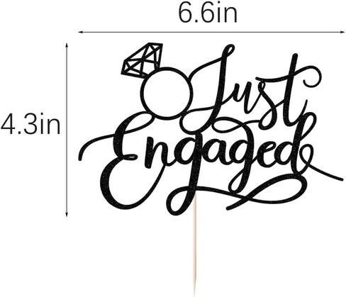 Just Engaged Cake Topper for Engagement Party Decorations, Engaged Ring Sign,We're Engaged Cake Toppers (black) in Saudi Arabia