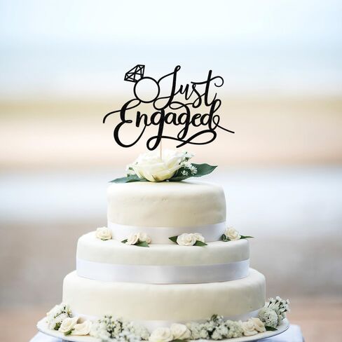 Just Engaged Cake Topper for Engagement Party Decorations, Engaged Ring Sign,We're Engaged Cake Toppers (black) in Saudi Arabia