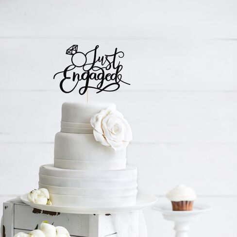 Just Engaged Cake Topper for Engagement Party Decorations, Engaged Ring Sign,We're Engaged Cake Toppers (black) in Saudi Arabia