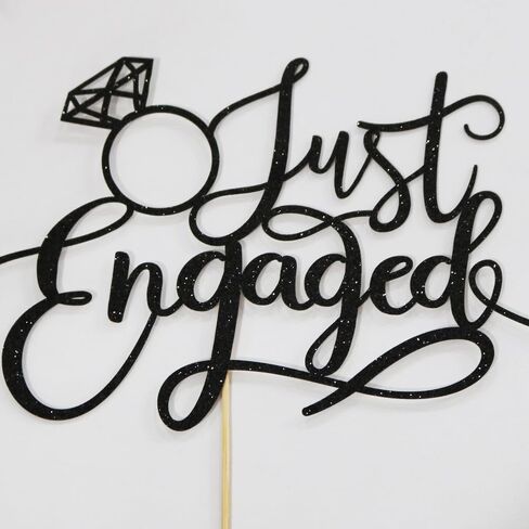 Just Engaged Cake Topper for Engagement Party Decorations, Engaged Ring Sign,We're Engaged Cake Toppers (black) in Saudi Arabia