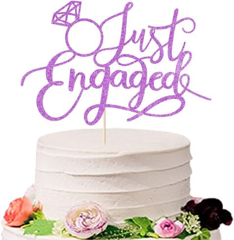 Just Engaged Cake Topper for Engagement Party Decorations, Engaged Ring Sign,We're Engaged Cake Toppers (black) in Saudi Arabia
