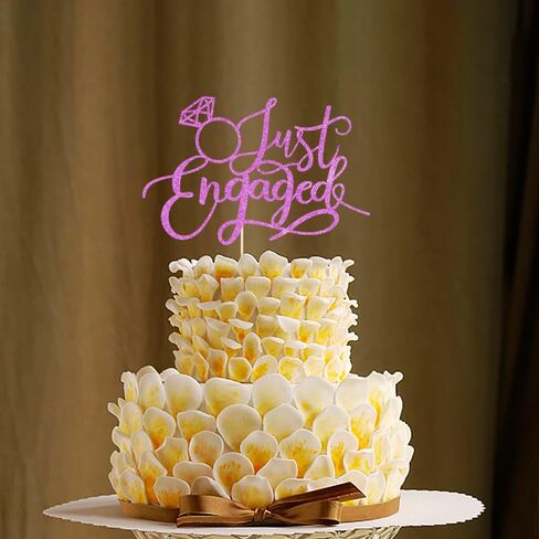 Just Engaged Cake Topper for Engagement Party Decorations, Engaged Ring Sign,We're Engaged Cake Toppers (black) in Saudi Arabia