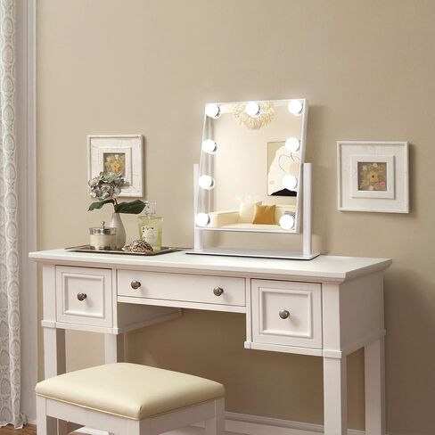 Hollywood Vanity Makeup Mirror with Lights - 9 LED Bulbs, Touch Control, 3 Colors Light, 360° Rotation, Light Up Vanity Mirror for Dressing Room & Bedroom in Saudi Arabia