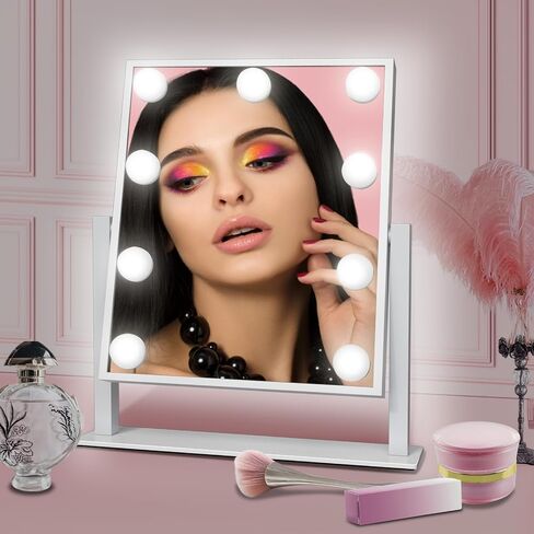 Hollywood Vanity Makeup Mirror with Lights - 9 LED Bulbs, Touch Control, 3 Colors Light, 360° Rotation, Light Up Vanity Mirror for Dressing Room & Bedroom in Saudi Arabia
