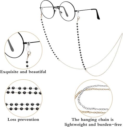 2PCS Women Beaded Eyeglass Strap Holders, Eyewear Retainer Accessory Chain Metal Sunglasses Lanyard with Pearl in Saudi Arabia