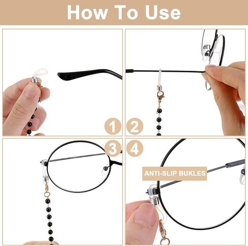 2PCS Women Beaded Eyeglass Strap Holders, Eyewear Retainer Accessory Chain Metal Sunglasses Lanyard with Pearl in Saudi Arabia