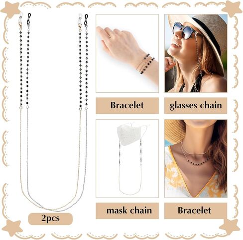 2PCS Women Beaded Eyeglass Strap Holders, Eyewear Retainer Accessory Chain Metal Sunglasses Lanyard with Pearl in Saudi Arabia
