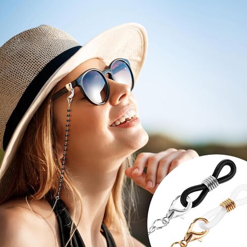 2PCS Women Beaded Eyeglass Strap Holders, Eyewear Retainer Accessory Chain Metal Sunglasses Lanyard with Pearl in Saudi Arabia