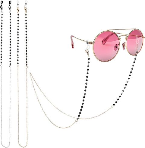 2PCS Women Beaded Eyeglass Strap Holders, Eyewear Retainer Accessory Chain Metal Sunglasses Lanyard with Pearl in Saudi Arabia