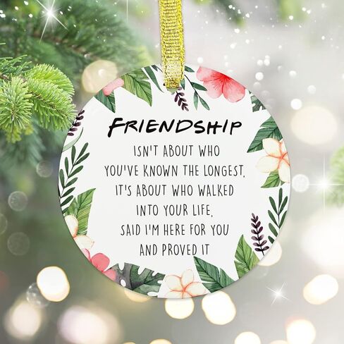 Best Friend Ceramic Ornament - Become Family Gift for Your Best Friend Keepsake, Friendship Gift for Woman Friend, Friendship Christmas Ornament for Men Woman Female Girl Her, Birthday Gift for Friend in Saudi Arabia