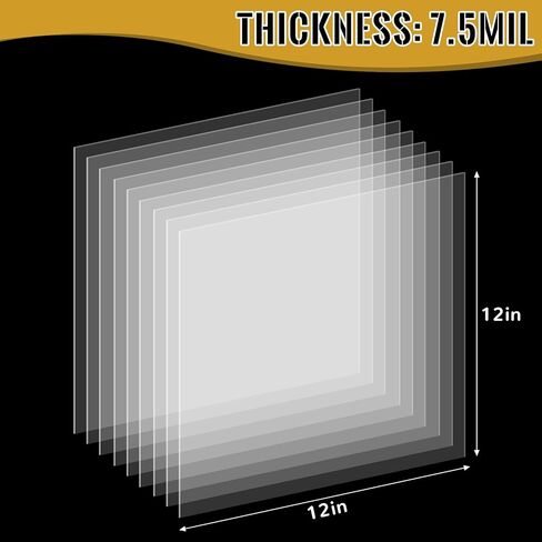 18 قطعة من أوراق مايلر 7.5 مل، ورق استنسل فارغ PET شفاف مقاس 12 × 12 بوصة للكريكت، القطع بالليزر، قالب أداة القطع البلاستيكي لخياطة اللحف، صفائح بلاستيكية فارغة للحرف اليدوية in Kuwait