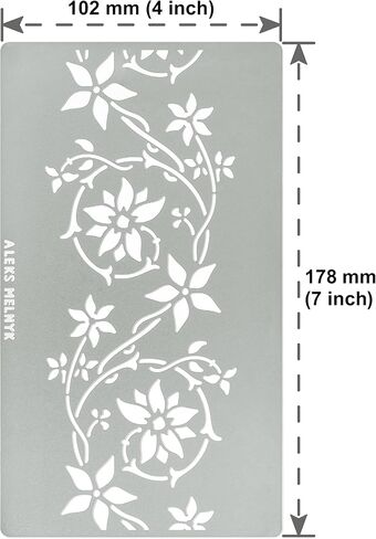 Aleks Melnyk No.257 Metal Stencil, Swirls, Ornaments, Flowers Vine, Patterns, Border, Small Stencil, 1 PC, Template for Wood Burning, Engraving, Crafting, Scrapbook, Art, Ornate in Saudi Arabia