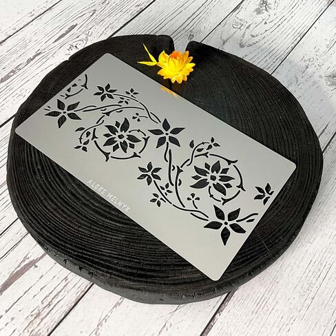 Aleks Melnyk No.257 Metal Stencil, Swirls, Ornaments, Flowers Vine, Patterns, Border, Small Stencil, 1 PC, Template for Wood Burning, Engraving, Crafting, Scrapbook, Art, Ornate in Saudi Arabia