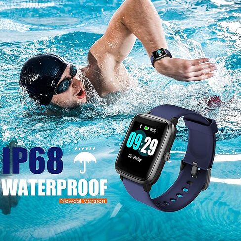 Smart Watch for Android/Samsung/iPhone, Activity Fitness Tracker with IP68 Waterproof for Men Women & Kids, Smartwatch with 1.3" Full-Touch Color Screen, Heart Rate & Sleep Monitor, Blue in Saudi Arabia