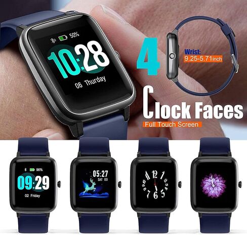 Smart Watch for Android/Samsung/iPhone, Activity Fitness Tracker with IP68 Waterproof for Men Women & Kids, Smartwatch with 1.3" Full-Touch Color Screen, Heart Rate & Sleep Monitor, Blue in Saudi Arabia