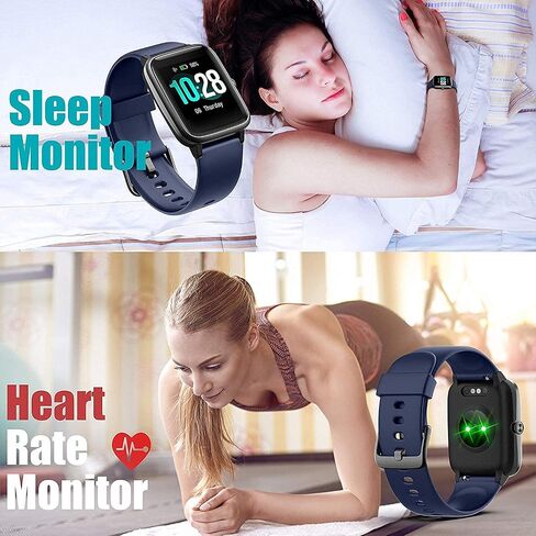 Smart Watch for Android/Samsung/iPhone, Activity Fitness Tracker with IP68 Waterproof for Men Women & Kids, Smartwatch with 1.3" Full-Touch Color Screen, Heart Rate & Sleep Monitor, Blue in Saudi Arabia