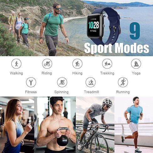 Smart Watch for Android/Samsung/iPhone, Activity Fitness Tracker with IP68 Waterproof for Men Women & Kids, Smartwatch with 1.3" Full-Touch Color Screen, Heart Rate & Sleep Monitor, Blue in Saudi Arabia