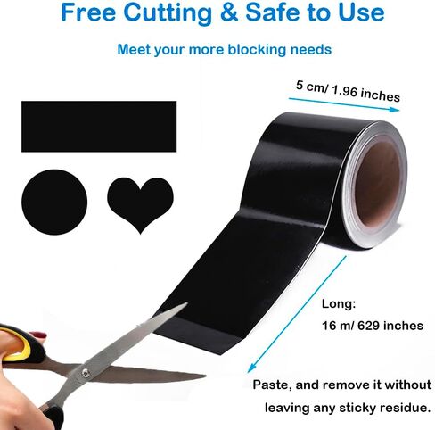 شريط حجب الضوء 1.96 بوصة × 17.4 ياردة ملصق لاصق أسود خافت للضوء لألواح LCD وضوء مؤشر الأجهزة وشرائط المصباح والكابل ويحجب 70% من الضوء in Kuwait