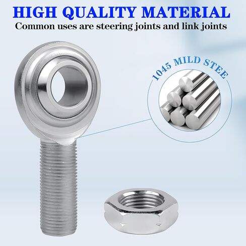 3/8 x 3/8-24 Heim Joints Rod End Kit,Male Economy Hand Rod End Bearing with Jam Nuts,Heim Joint CM6 LH and RH Rod End (2 Pcs) in Kuwait