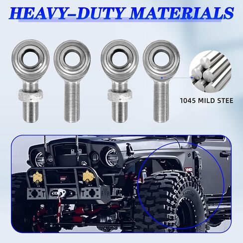 3/8 x 3/8-24 Heim Joints Rod End Kit,Male Economy Hand Rod End Bearing with Jam Nuts,Heim Joint CM6 LH and RH Rod End (2 Pcs) in Kuwait