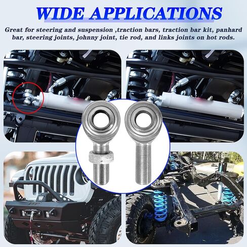 3/8 x 3/8-24 Heim Joints Rod End Kit,Male Economy Hand Rod End Bearing with Jam Nuts,Heim Joint CM6 LH and RH Rod End (2 Pcs) in Kuwait