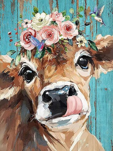 ARTOOLAB Cow Diamond Art Painting Kits for Adults, Diamond Art Kits for Adults & Beginners, Round Diamond Dots for Adults, DIY 5D Full Drill Diamond Art Painting for Wall Deco, 12x16 Inch in Saudi Arabia
