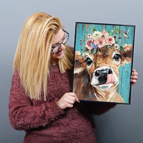 ARTOOLAB Cow Diamond Art Painting Kits for Adults, Diamond Art Kits for Adults & Beginners, Round Diamond Dots for Adults, DIY 5D Full Drill Diamond Art Painting for Wall Deco, 12x16 Inch in Saudi Arabia