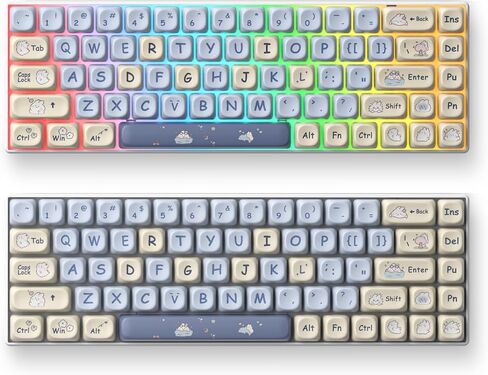 أغطية مفاتيح PBT 75 بالمائة، أغطية مفاتيح MOA لطيفة بصبغ التسامي، مجموعة أغطية مفاتيح مخصصة مكونة من 131 مفتاحًا للوحة المفاتيح الميكانيكية 61/64/68/84/87/100/104/108 Cherry MX (الأرنب الأزرق) in Saudi Arabia