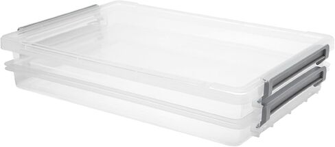 صناديق تخزين بلاستيكية من قطعتين من Citylife مع أغطية إغلاق، حافظة مشروع محمولة، صندوق ملفات شفاف، حاويات تخزين قابلة للتكديس لتنظيم ورق A4 والصور والمستندات in Kuwait