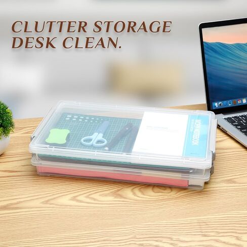 صناديق تخزين بلاستيكية من قطعتين من Citylife مع أغطية إغلاق، حافظة مشروع محمولة، صندوق ملفات شفاف، حاويات تخزين قابلة للتكديس لتنظيم ورق A4 والصور والمستندات in Kuwait