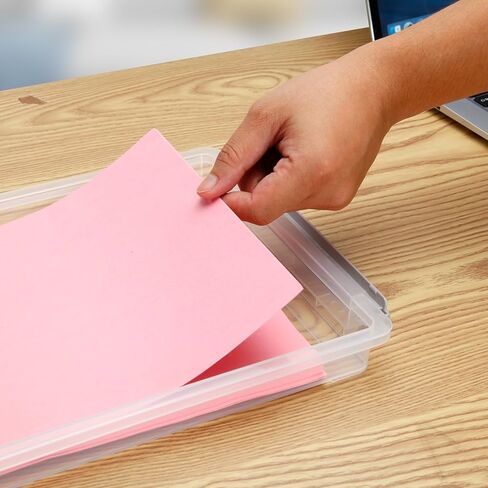 صناديق تخزين بلاستيكية من قطعتين من Citylife مع أغطية إغلاق، حافظة مشروع محمولة، صندوق ملفات شفاف، حاويات تخزين قابلة للتكديس لتنظيم ورق A4 والصور والمستندات in Kuwait