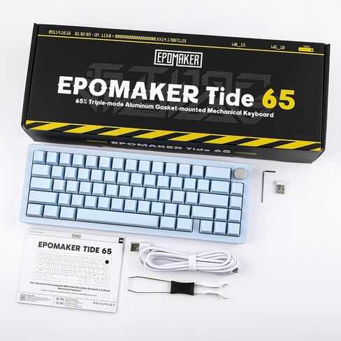 EPOMAKER Tide65 QMK/VIA Wireless Gaming Keyboard, 65% Aluminum Mechanical Keyboard, Programmable Creamy Keyboard, Bluetooth/2.4Ghz/USB-C, with FR4 Plate for Win/Mac (Black, Lemon Switch) in Saudi Arabia