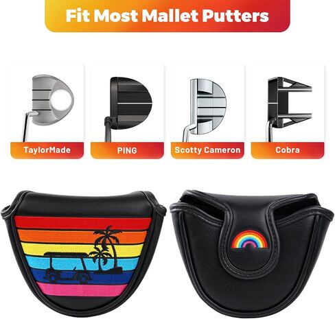 mytag Putter Covers Mallet, Golf Putter Headcovers Magnetic Closure for Most Brand Golf Putters (Coconut Tree | Golf Cart) in Saudi Arabia