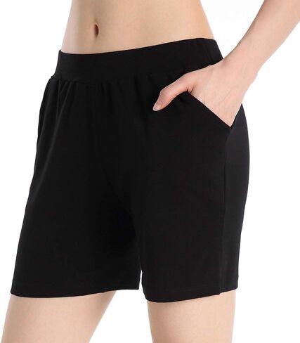QingWan Womens Shorts with Pockets Elastic Waist Spandex Gym Athletic Short Pants Yoga in Saudi Arabia