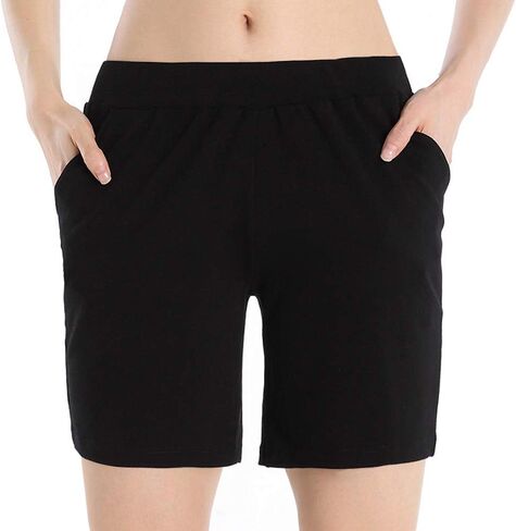 QingWan Womens Shorts with Pockets Elastic Waist Spandex Gym Athletic Short Pants Yoga in Saudi Arabia