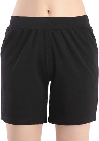 QingWan Womens Shorts with Pockets Elastic Waist Spandex Gym Athletic Short Pants Yoga in Saudi Arabia