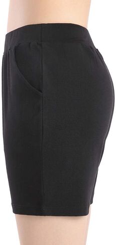 QingWan Womens Shorts with Pockets Elastic Waist Spandex Gym Athletic Short Pants Yoga in Saudi Arabia